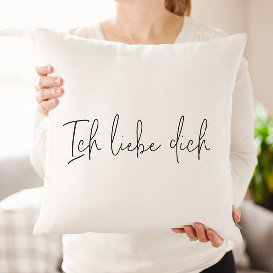 Load image into Gallery viewer, Ich liebe dich I Love You in German Pillow | Valentine&amp;#39;s Day Gift | Dorm Decor | Gifts For Her | Gifts For Him | Valentines Day Pillow Decor

