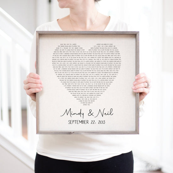 Load image into Gallery viewer, Gift for Her Valentine&amp;#39;s Day Gifts for Her Framed Wedding Song Lyrics  | Custom Lyrics With Song Lyric Print First Second Year Anniversary
