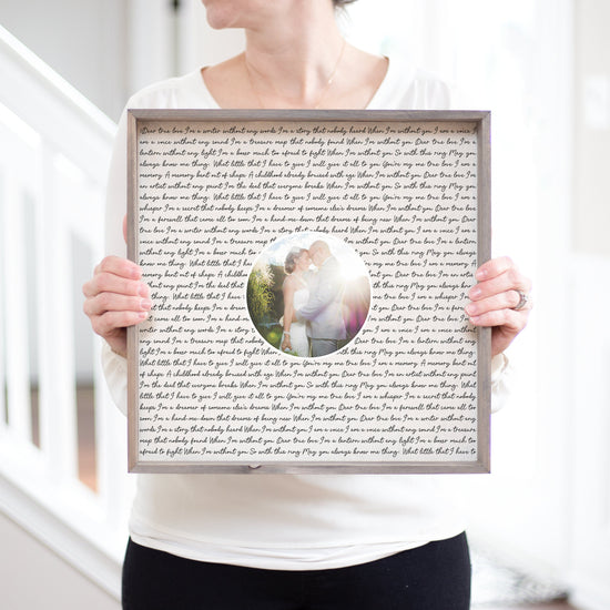 Load image into Gallery viewer, Custom Framed Song Lyric Print | Wedding Photo Gift First Anniversary Gift | Wedding Gift Cool Gift Idea Engagement Gift | Fun Gift for Him
