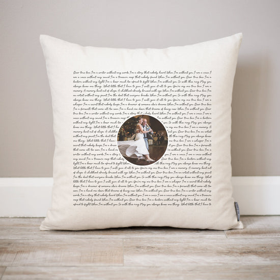 Personalized Song Lyric Pillow |  2nd Anniversary Cotton Gift  Wedding Song Gift for Her | Song Lyric Gifts | Gift for Bride Couple Gifts