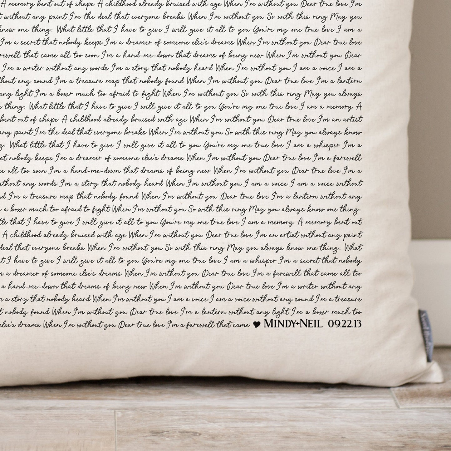 Load image into Gallery viewer, Personalized Song Lyric Pillow |  2nd Anniversary Cotton Gift Wedding Song Gift for Her | Song Lyric Gifts | Gift for Bride Couple Gifts
