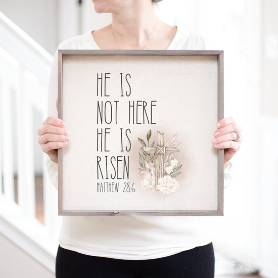 He Is Not Here He Is Risen Easter Sign | Matthew 28:6 Easter Sign | Christian Wall Art Sign | Pastor Appreciation Gift Sign | Scripture Sign