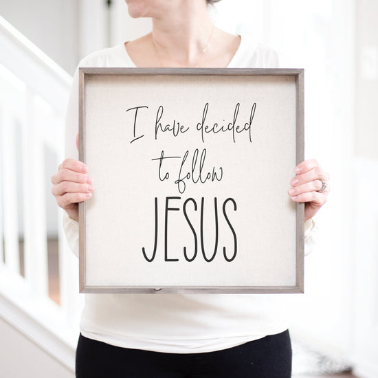 Load image into Gallery viewer, I Have Decided To Follow Jesus Wood Sign | Christian Church Hymn | Christian Wall Art Sign | Pastor Appreciation Gift Sign | Scripture Sign
