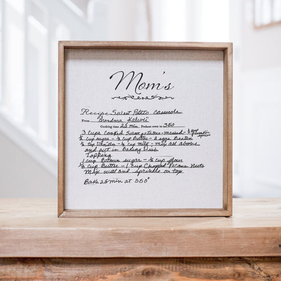 Load image into Gallery viewer, Family Recipe Heirloom Gift For Mom | Custom Handwritten Family Recipe Wood Sign Keepsake | Actual Handwritten SignGift | Grandparent&amp;#39;s Gift
