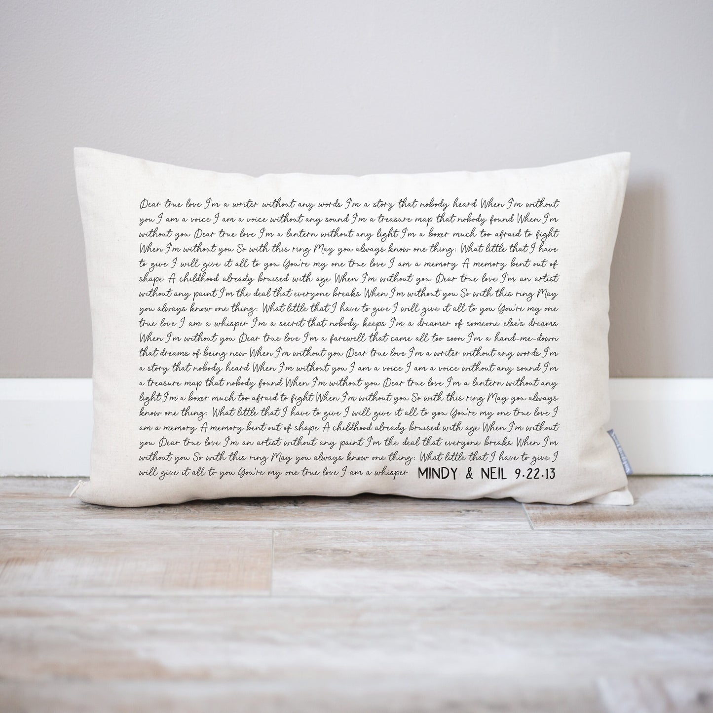 Personalized Song Lyric Pillow | 2nd Anniversary Cotton Gift | Wedding Song Gift for Her | Song Lyric Gifts | Gift for Bride  | Home Gifts