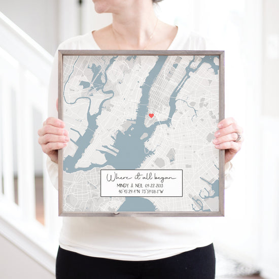 Load image into Gallery viewer, Personalized Map Print First Anniversary Gift Idea  | Custom Street Map Sign Map Gift Housewarming Gift  | Gift for Grad Home Gift Love Gift
