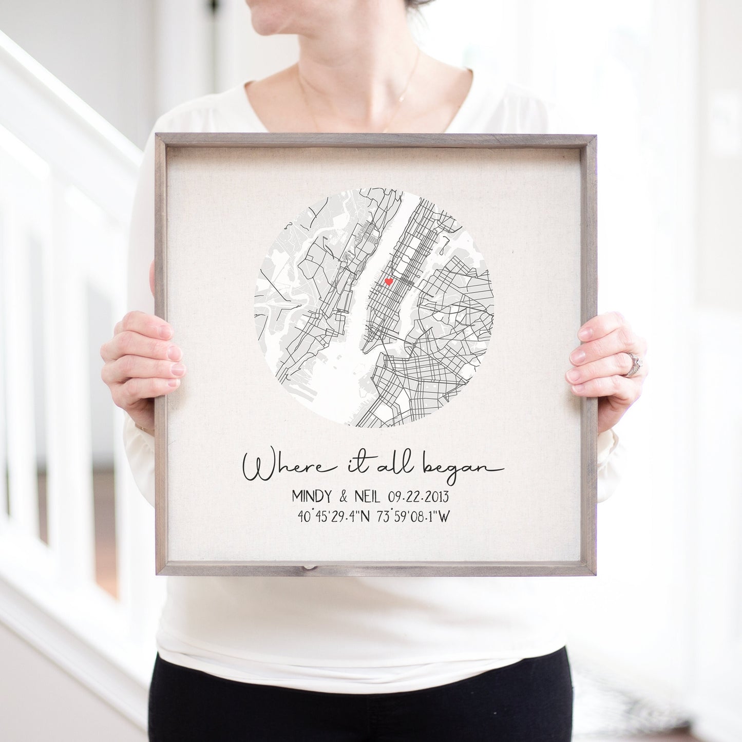Our First Date Foil Printed Map White – Billies Inks