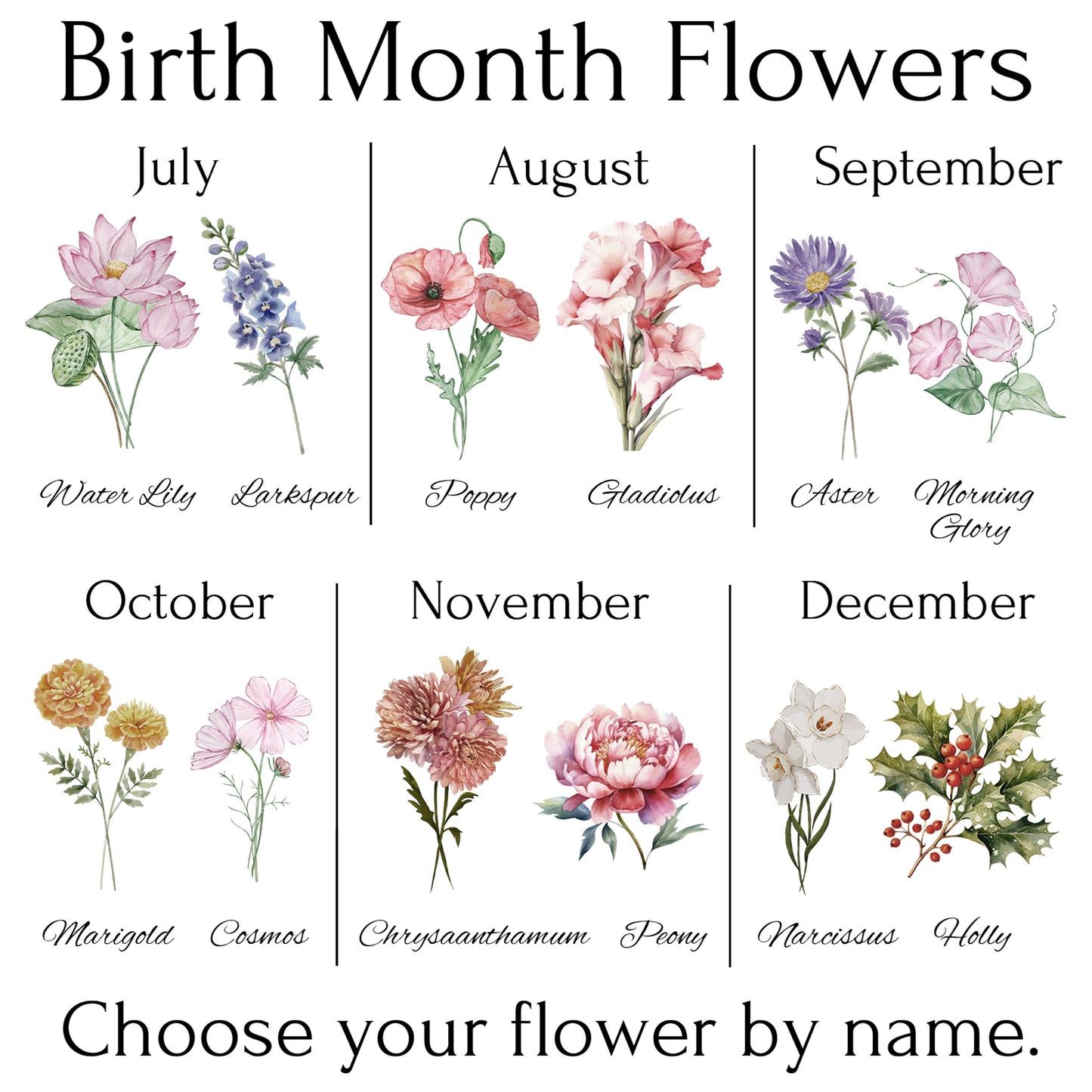 Personalized Mother's Day Gift for Mom or Grandma | Personalized Garden Pillow Birth Month Flower Bouquet Art | Custom Mother's Day Gift