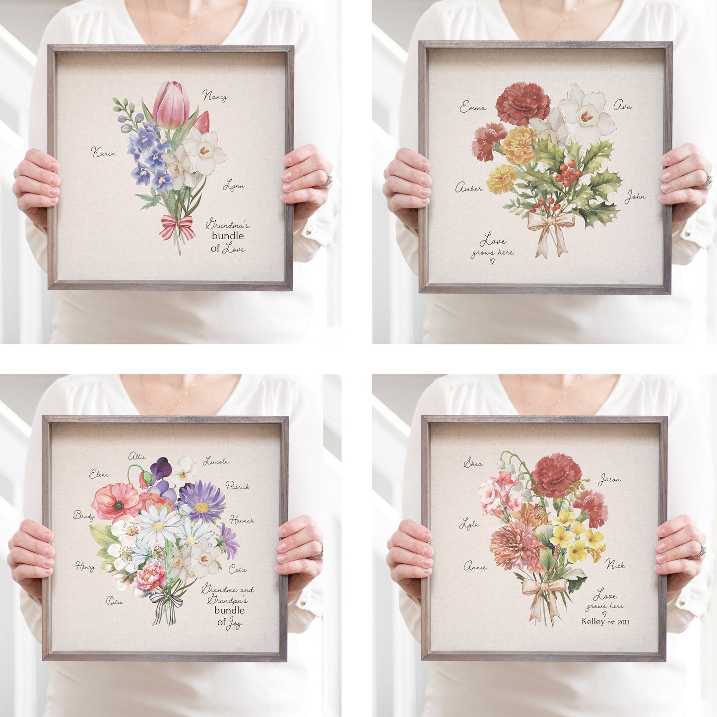 Personalized Gift for Mom and Grandma Birth Flower Bouquet Gift Custom Mother Day Gift Personalized Garden Print Birth Month Flower Art Sign