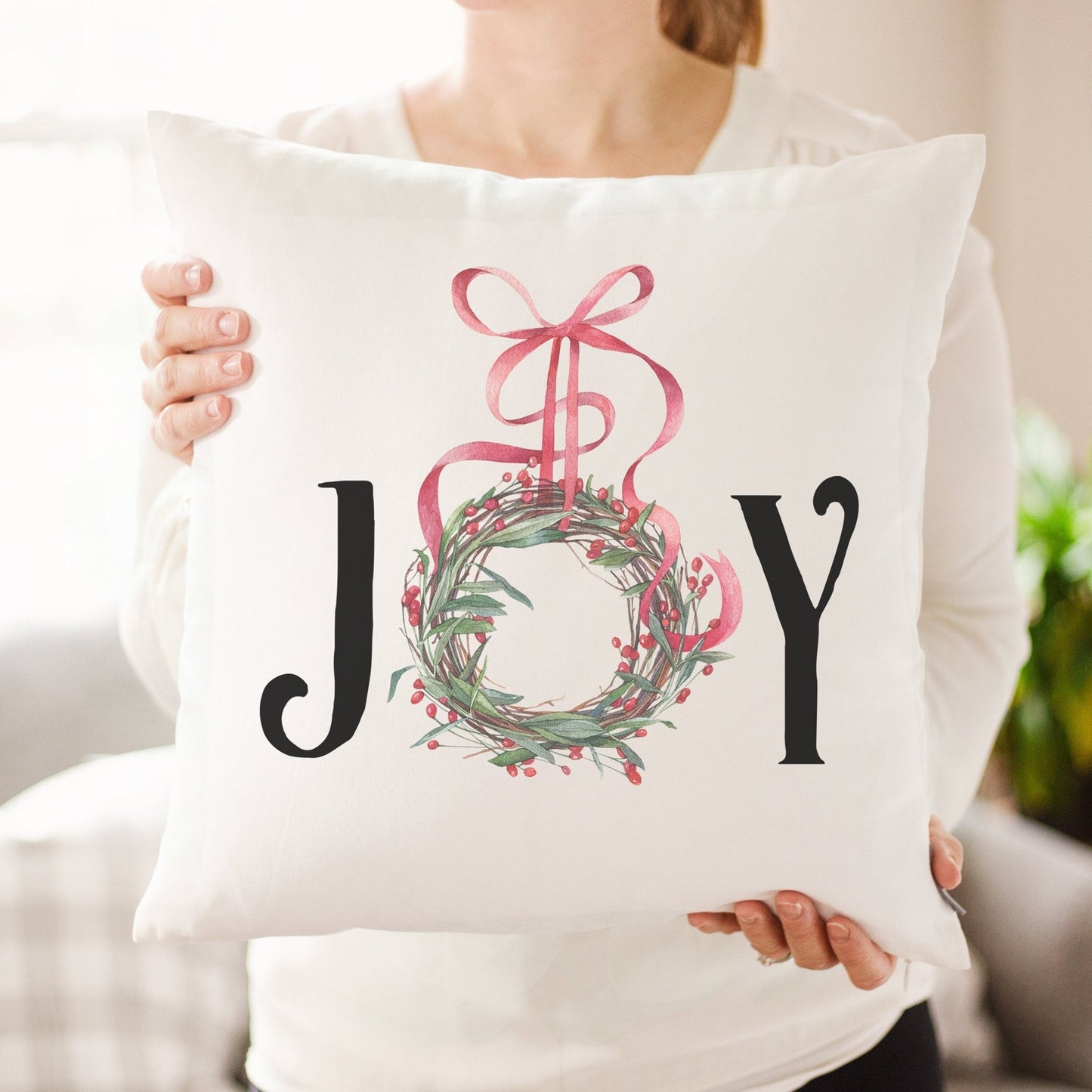 JOY Christmas Pillow | Joy To The World Christmas Decor | Holiday Pillow | Christmas Gift | Rustic Christmas Decor | Holiday Pillow Decor
