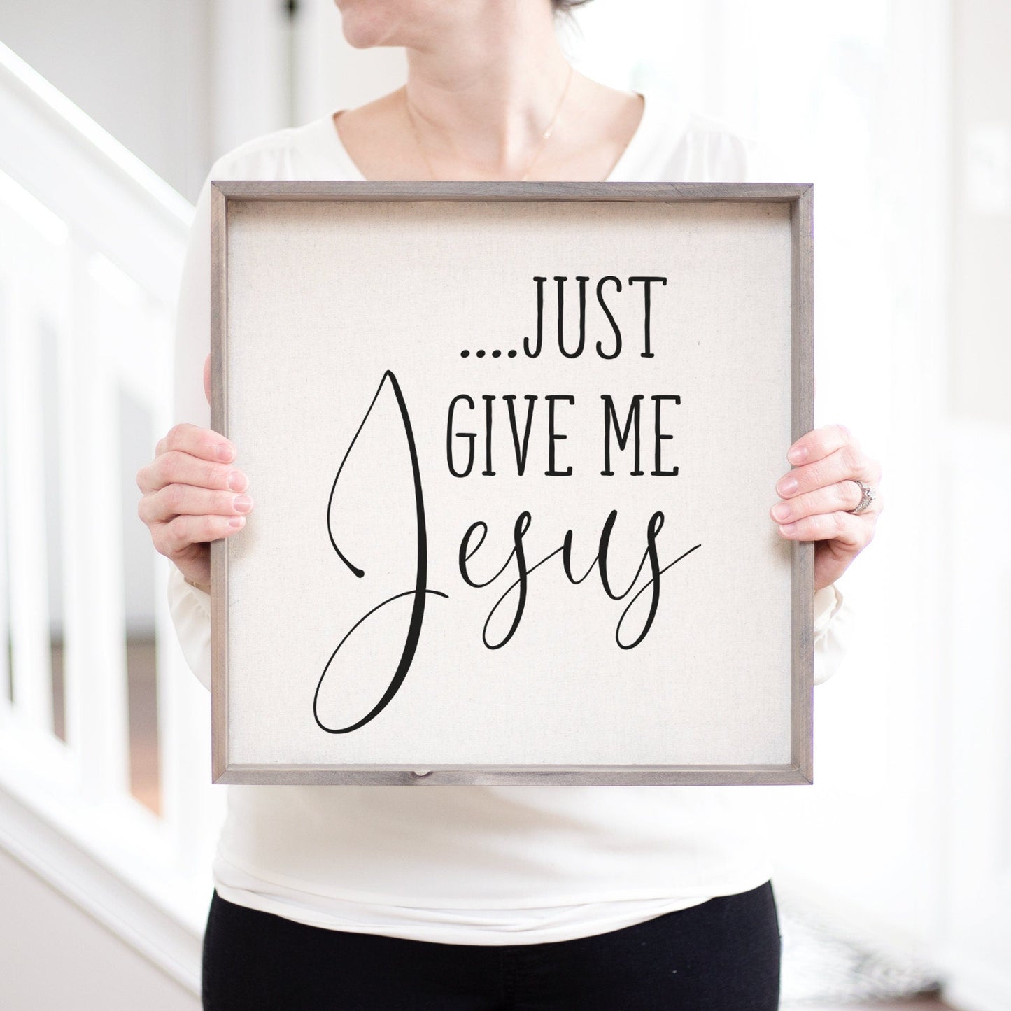 Load image into Gallery viewer, Just Give Me Jesus Sign | Encouragement Gift | Christian Signs Wall Art Kitchen Signs | Pastor Appreciation Gift Sign | Scripture Sign
