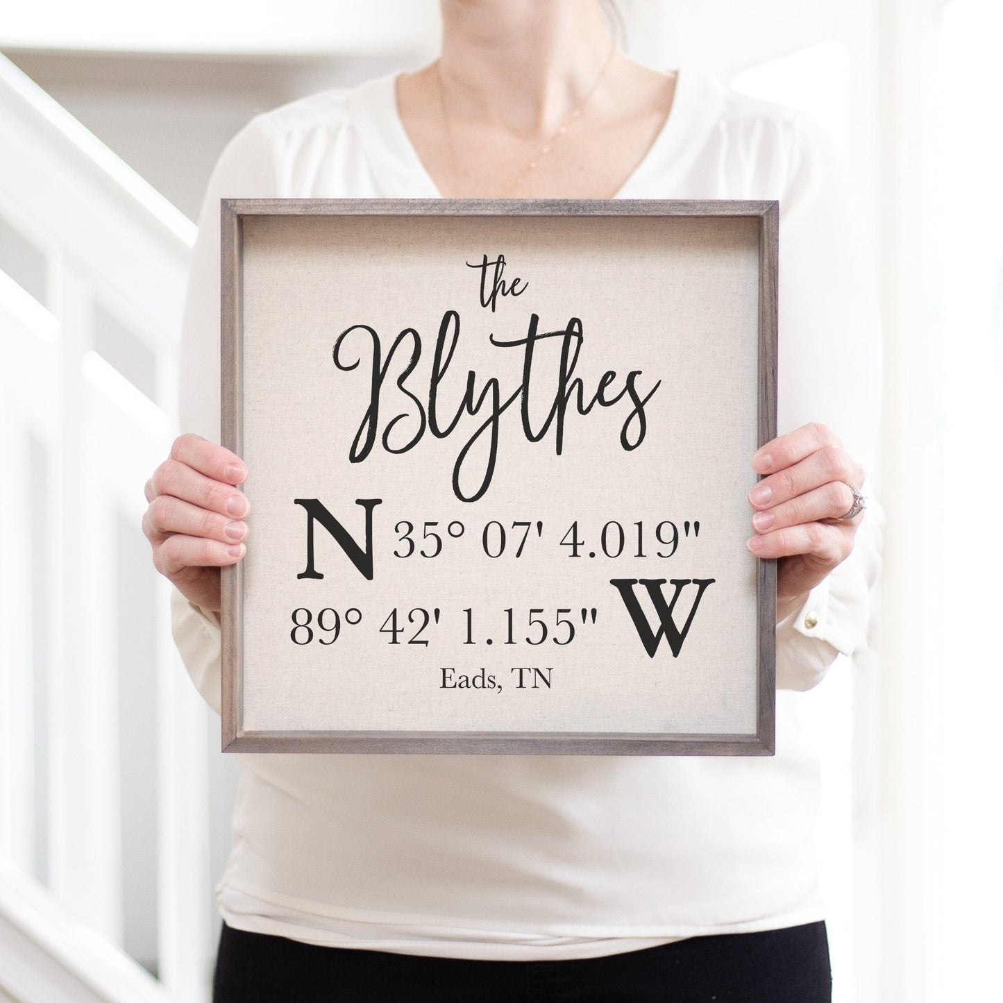 Latitude and Longitude Framed Linen Print | Personalized Wedding Gift | GPS Coordinates | House Warming Gift | Housewarming Gift for Couple