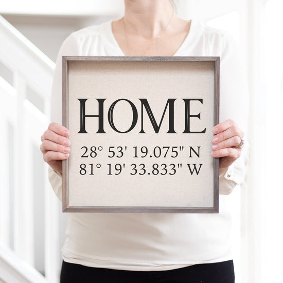 Load image into Gallery viewer, Latitude Longitude Sign | Personalized Housewarming Gift | House Warming Gift | New Home Gift | Our First Home | Going Away Present | Home
