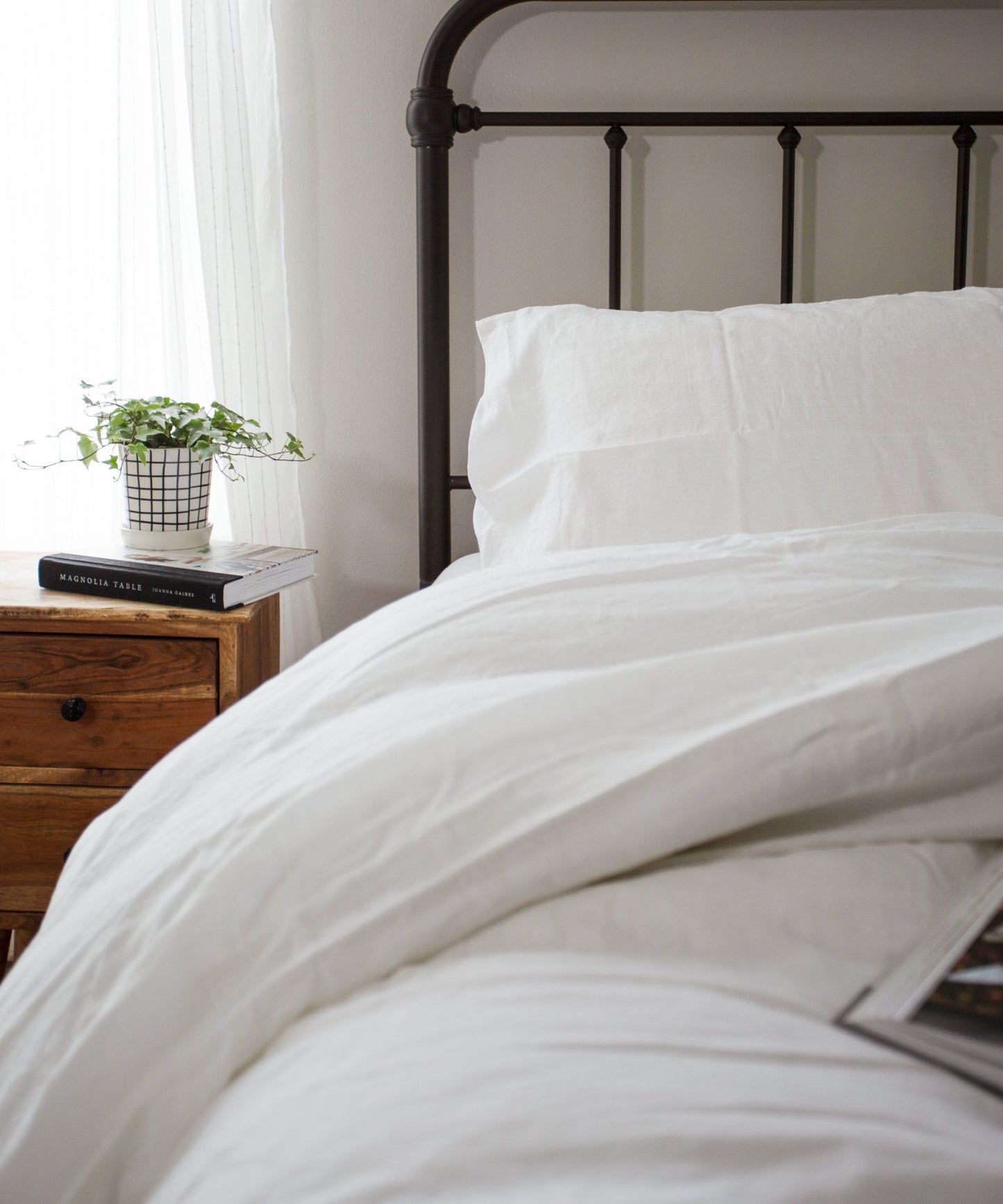 Linen Bedding Sheet Set in White Color | White King Queen Soft Linen Sheet Set | Farmhouse Bedding Home Bedroom Decor Linen Fitted Sheet