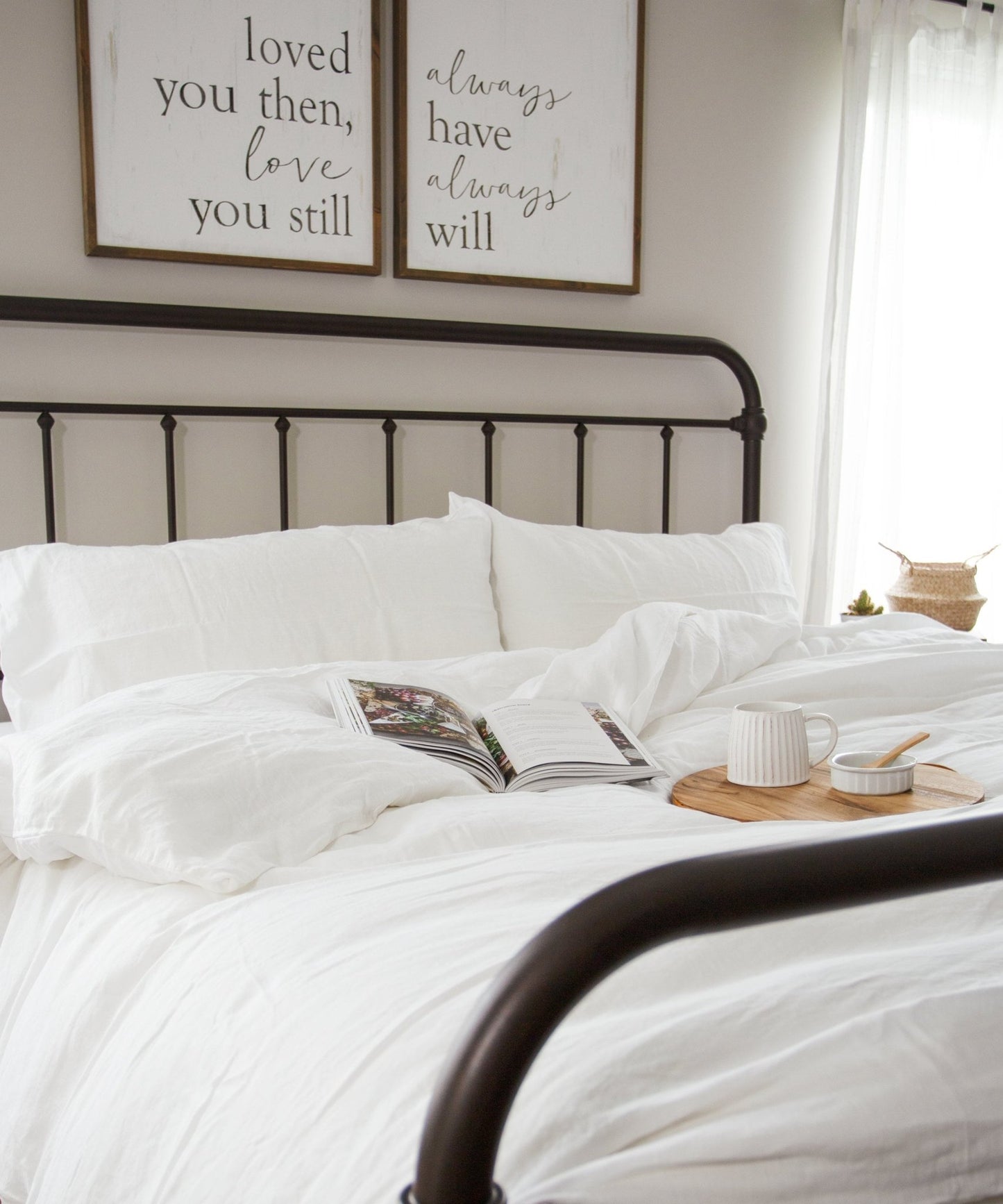 Linen Bedding Sheet Set in White Color | White King Queen Soft Linen Sheet Set | Farmhouse Bedding Home Bedroom Decor Linen Fitted Sheet