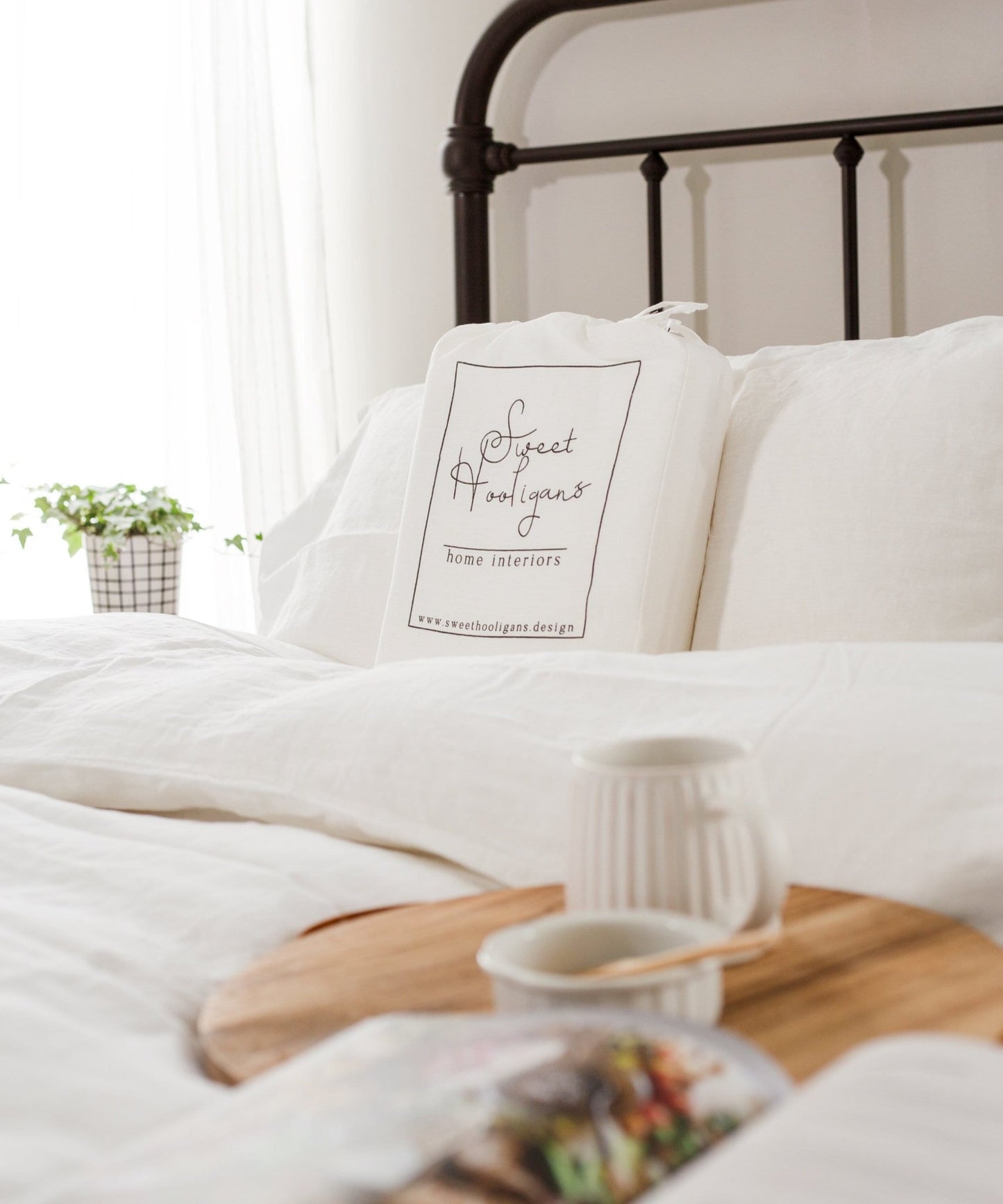 Linen Bedding Sheet Set in White Color | White King Queen Soft Linen Sheet Set | Farmhouse Bedding Home Bedroom Decor Linen Fitted Sheet
