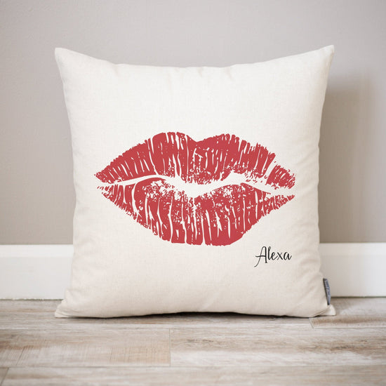 Load image into Gallery viewer, Lips Kiss Custom Name Pillow Dorm Decor | Going Away Dorm Gift for Son Gift for Daughter College Dorm Gifts | Unique Dorm Decor Pillow Ideas
