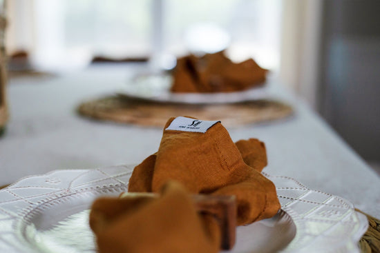 Natural Linen Fall Kitchen Napkin Set of 2 | Handmade Soft Linen Napkin Set | Rust Linen Napkins Kitchen Decor | Table Decor | Table Linens