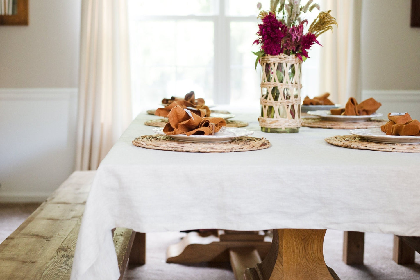 Natural Linen Fall Kitchen Napkin Set of 2 | Handmade Soft Linen Napkin Set | Rust Linen Napkins Kitchen Decor | Table Decor | Table Linens