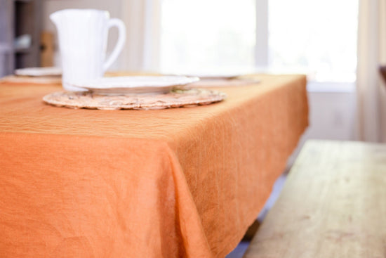 Natural Linen Kitchen Tablecloth  | 100% Linen Rectangular Table Linens | Custom Linen Fabric Tablecloth | Kitchen Natural Linen Tablecloth
