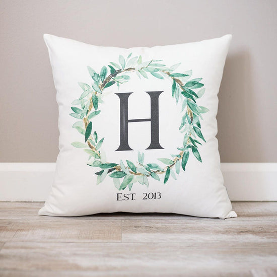 Olive Branch Wreath |  Bridal Shower Gift | Gift For Couple | Wife Gift | Wedding Gift for Couple | Couples Gift | Monogram Pillow