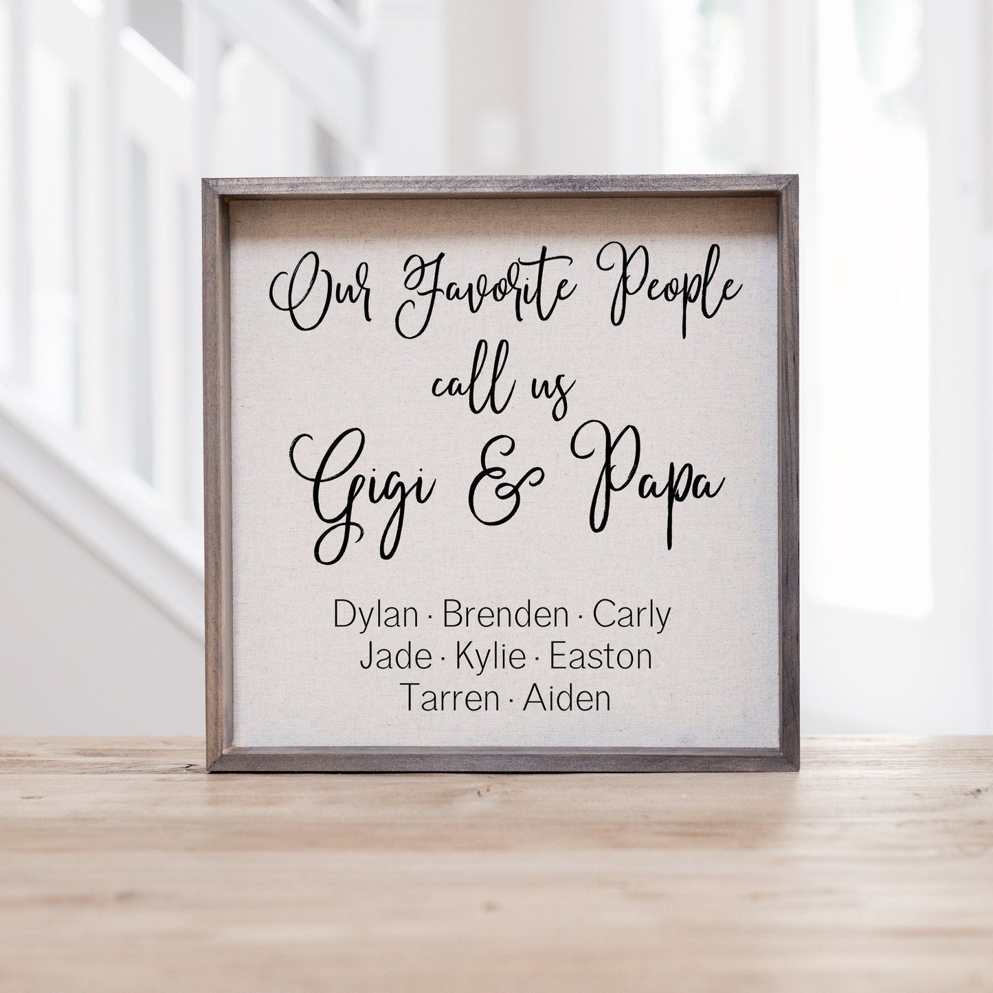 Load image into Gallery viewer, Our Favorite People Call Us Sign | Grandkids Names | Grandparent Gift | Personalized Grandchildren Names | Gift For Grandparents | Wood Sign
