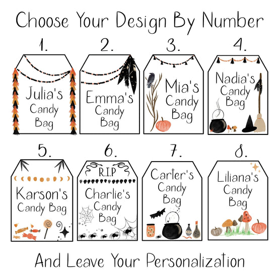 Load image into Gallery viewer, Personalized Boho Witch Halloween Candy Bag Gift | Trick or Treat Candy Bag | Halloween Party Bag | First Halloween Trick or Treating
