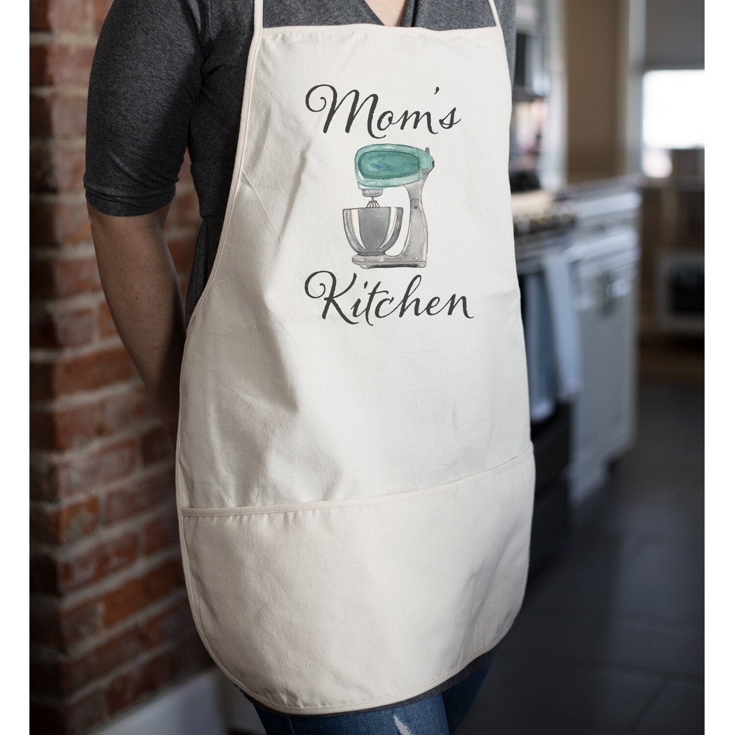 Personalized Kitchen Apron | Customized Apron Gift Idea | Vintage Teal Kitchen Mixer Apron | Vintage Apron | Cotton Canvas Full Apron