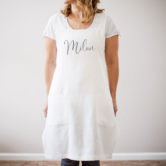 Personalized Linen Apron | Kitchen Apron | Custom Apron | Full Kitchen Apron | Custom Monogram Apron | Vintage Apron | 100% Linen Full Apron