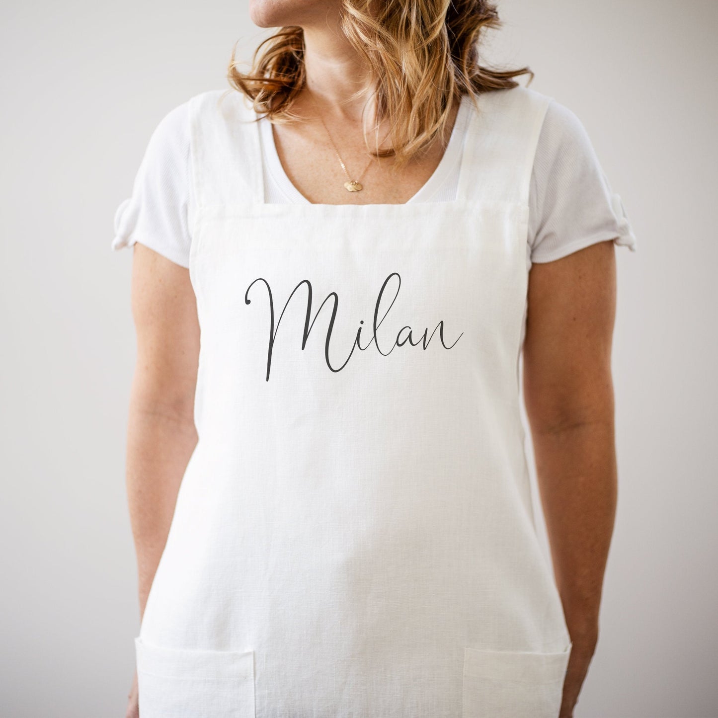 Personalized Linen Apron | Kitchen Apron | Pinafore Apron | Full Kitchen Apron | Custom Monogram Apron | 100% Linen Full Apron | No Ties