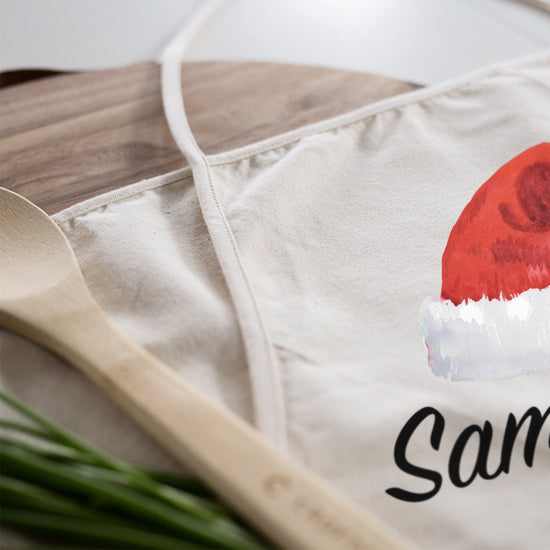 Personalized Santa Hat Apron | Christmas Apron | Custom Apron | Full Kitchen Apron | Custom Monogram Apron | Cotton Canvas Full Apron