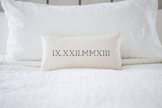 Personalized Wedding Date Roman Numeral Pillow | BOHO Bridal Shower Gift | Gift For Couple | Rustic Home Decor | Farmhouse Decor