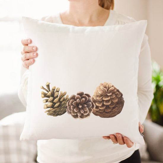 Load image into Gallery viewer, Pinecones Winter Pillow | Pinecones Christmas Decor | Rustic Holiday Pillow | Vintage Christmas Decor Gift | Rustic Christmas Pillow
