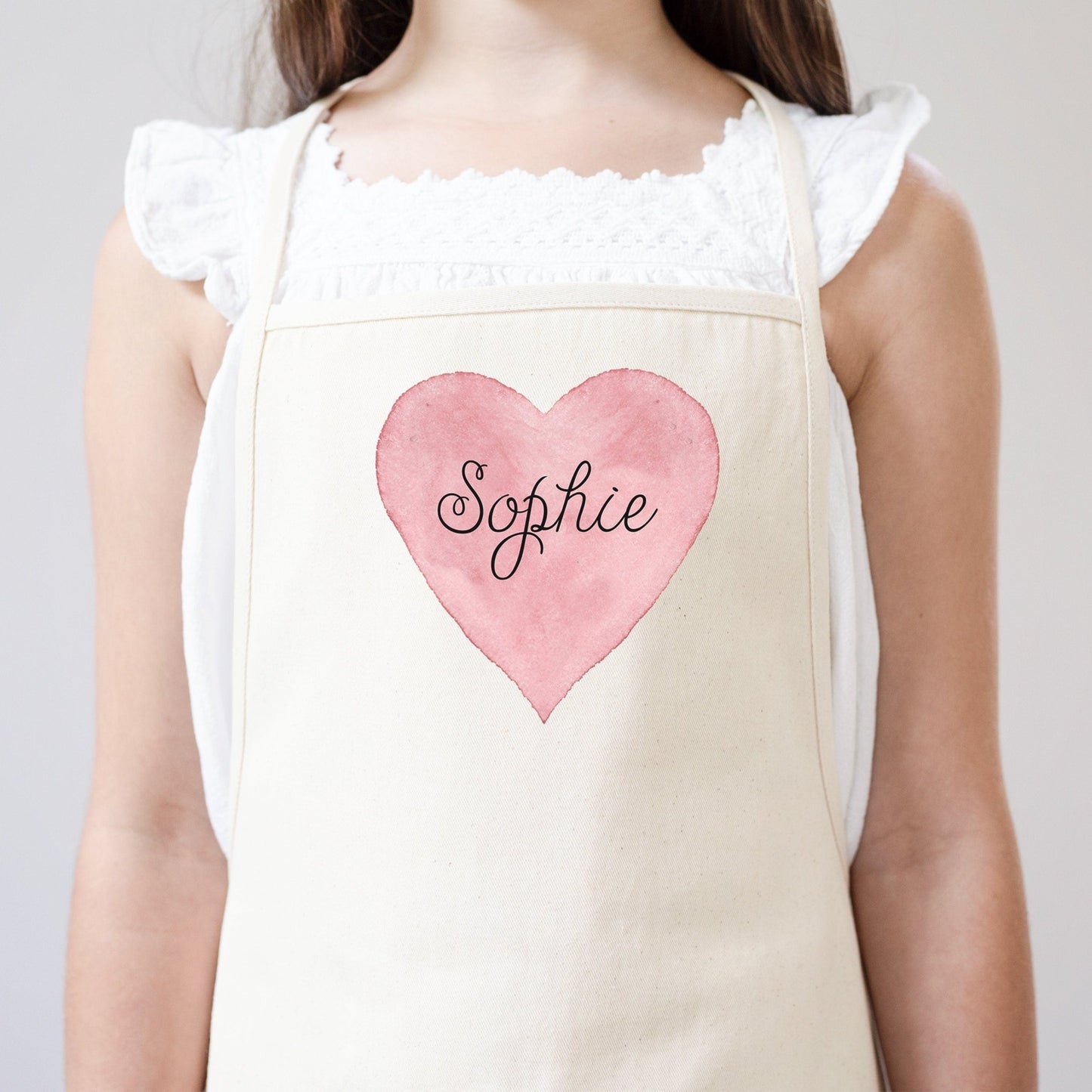 Pink Heart Kids Apron | Mommy Daughter Mother's Day Gift Apron | Gift For Daughter | Mommy & Me Kitchen Apron | Personalized Youth Apron