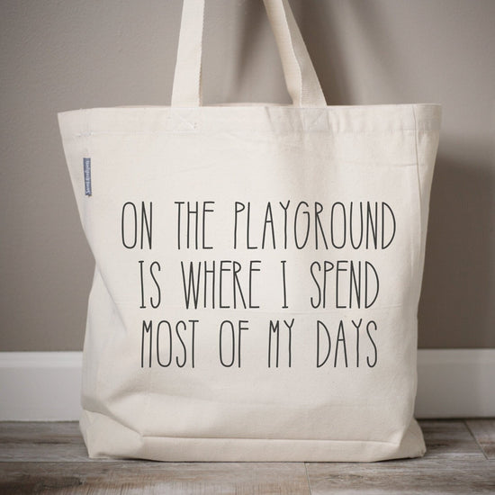 Load image into Gallery viewer, Playground Bag | Teacher Appreciation Gift | Daycare Tote Bag | Personalized Tote Bags | Monogram Tote Bag | Custom Tote Bag | Market Bag
