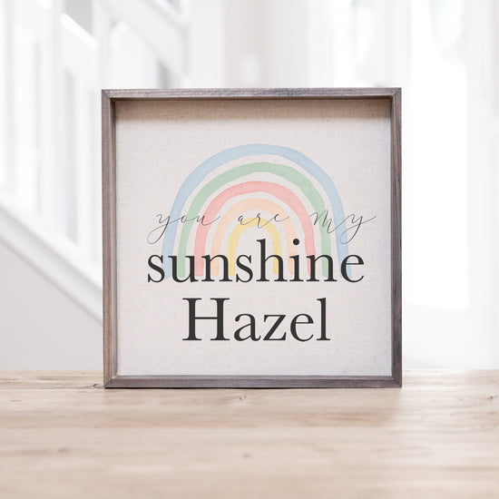 Rainbow You Are My Sunshine Baby Name Sign | Personalized Baby Gift | Rainbow Nursery Decor | Gift for New Mom | Baby Sign Gift