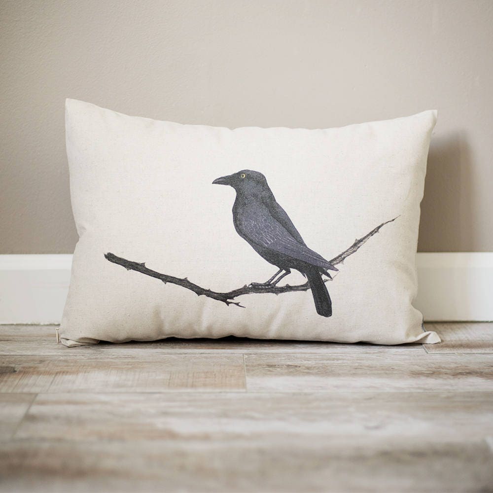 Load image into Gallery viewer, Raven Pillow | Personalized Pillow | Fall Decor | Monogrammed Gift | Rustic Home Decor | Home Decor | Farmhouse Decor | Fall Pillow | Raven
