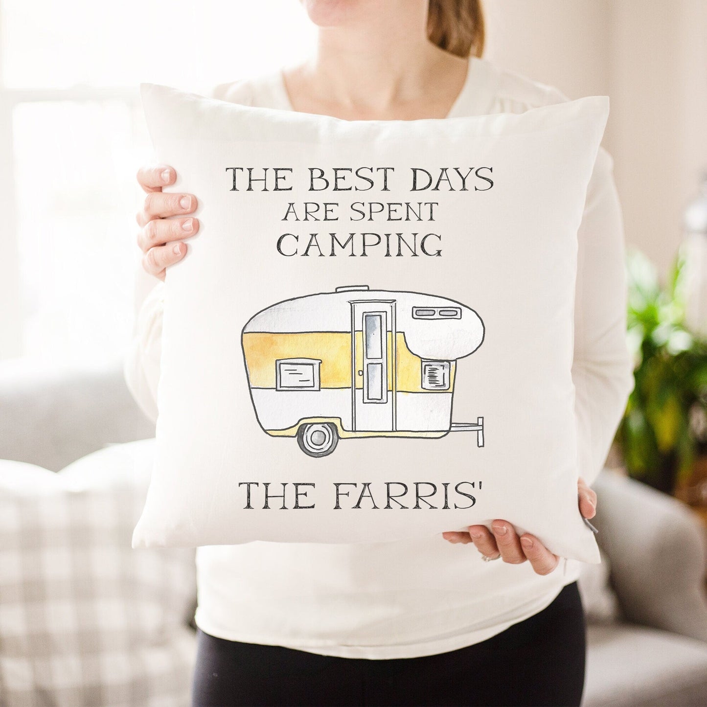 Load image into Gallery viewer, RV Decor Ideas | The Best Days are Spent Camping Pillow | Customizable Camper Gift Idea | Camper Van Trailer Decor Pillow | Campsite Decor
