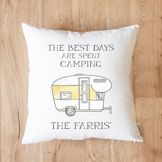 Load image into Gallery viewer, RV Decor Ideas | The Best Days are Spent Camping Pillow | Customizable Camper Gift Idea | Camper Van Trailer Decor Pillow | Campsite Decor
