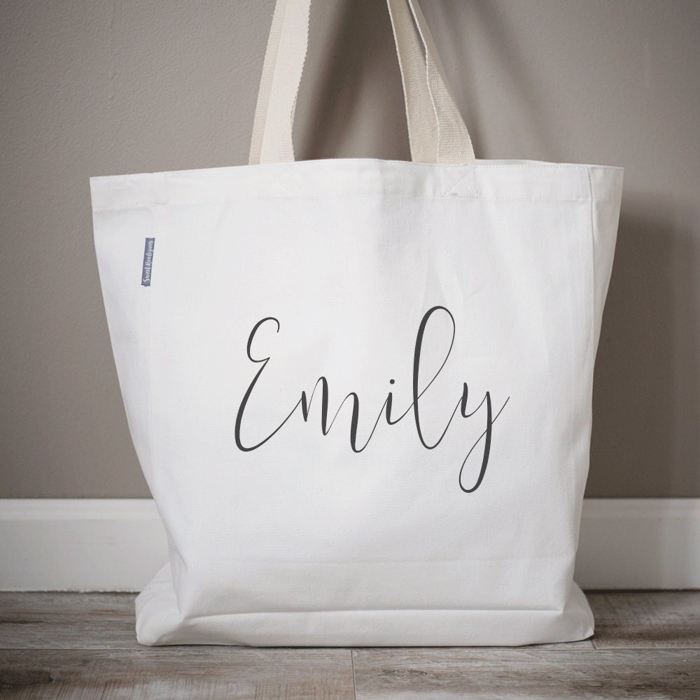 Set of 6 Bridesmaid Tote Bags | Personalized Name Tote Bag | Bridesmaid Gifts | Monogrammed Bags | Monogram Tote Bag | Custom Name Bag