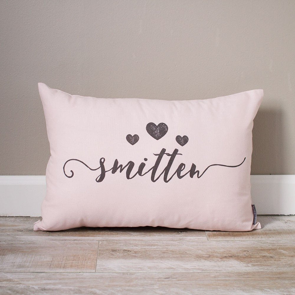 Smitten Pillow | Monogrammed Valentine's Gift | Gifts For Her | Valentine's Day Gift | Rustic Decor | Holiday Decor | Monogrammed Pillow - Sweet Hooligans Design