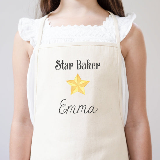 Star Baker Kids Apron | Youth Kids Apron | Child Apron | Full Kids Kitchen Apron | Kid Baking Apron | Kid Apron | Cotton Canvas Full Apron - Sweet Hooligans Design