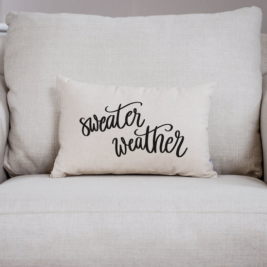 Sweater Weather Pillow | Fall Decor Pillow | Rustic Fall Decor | Farmhouse Decor | Winter Decor | Decorative Pillow | Baby It's Cold Outside - Sweet Hooligans Design