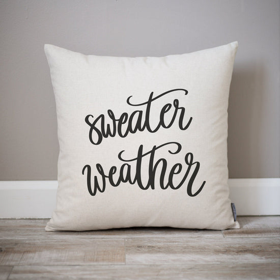 Load image into Gallery viewer, Sweater Weather Pillow | Fall Decor Pillow | Rustic Fall Decor | Farmhouse Sweater | Winter | Decorative Pillow | Baby It&amp;#39;s Cold Outside - Sweet Hooligans Design
