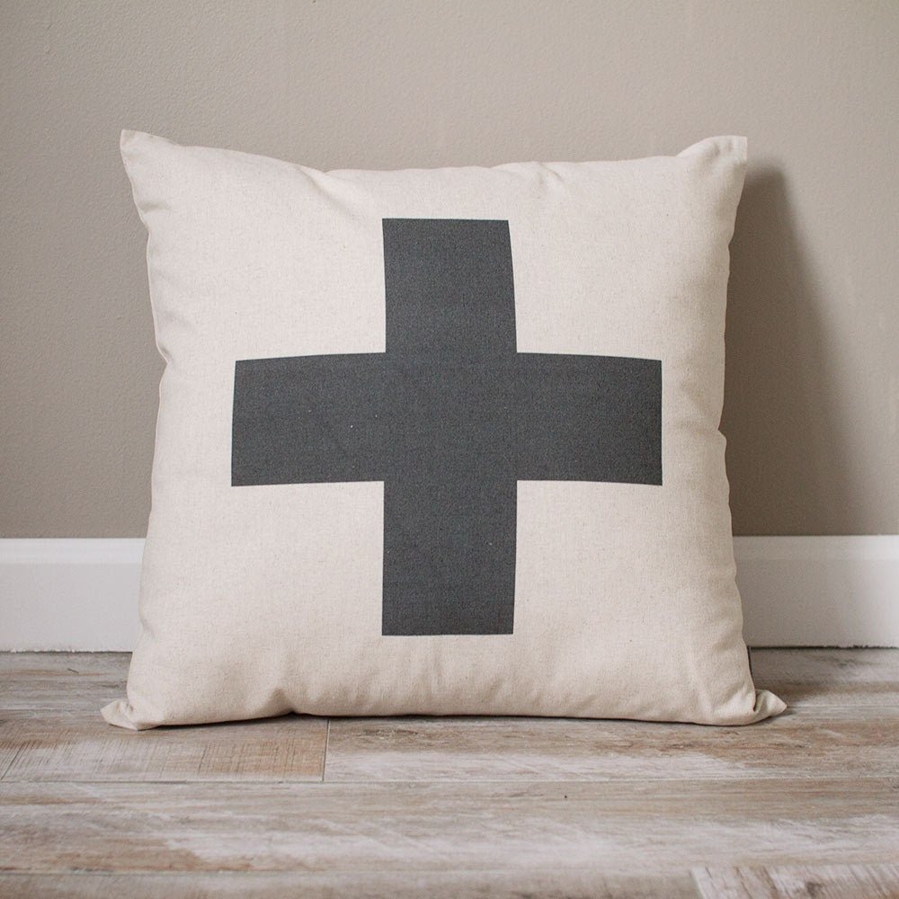 Swiss Cross Pillow | Personalized Pillow | Custom Gift | Monogrammed Gift | Rustic Home Decor | Decorative Pillows | Farmhouse Decor - Sweet Hooligans Design