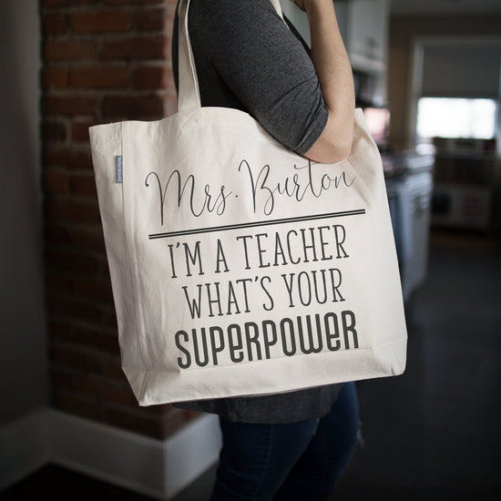 Teacher Gift | Back to School Teacher Gift | Personalized Teacher Name | Teacher Tote Bag | Teacher Bag | Monogrammed Tote Canvas Bag | Tote - Sweet Hooligans Design