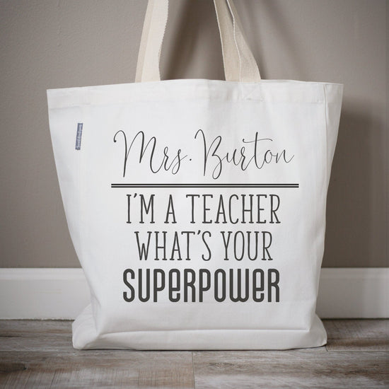 Teacher Gift | Back to School Teacher Gift | Personalized Teacher Name | Teacher Tote Bag | Teacher Bag | Monogrammed Tote Canvas Bag | Tote - Sweet Hooligans Design