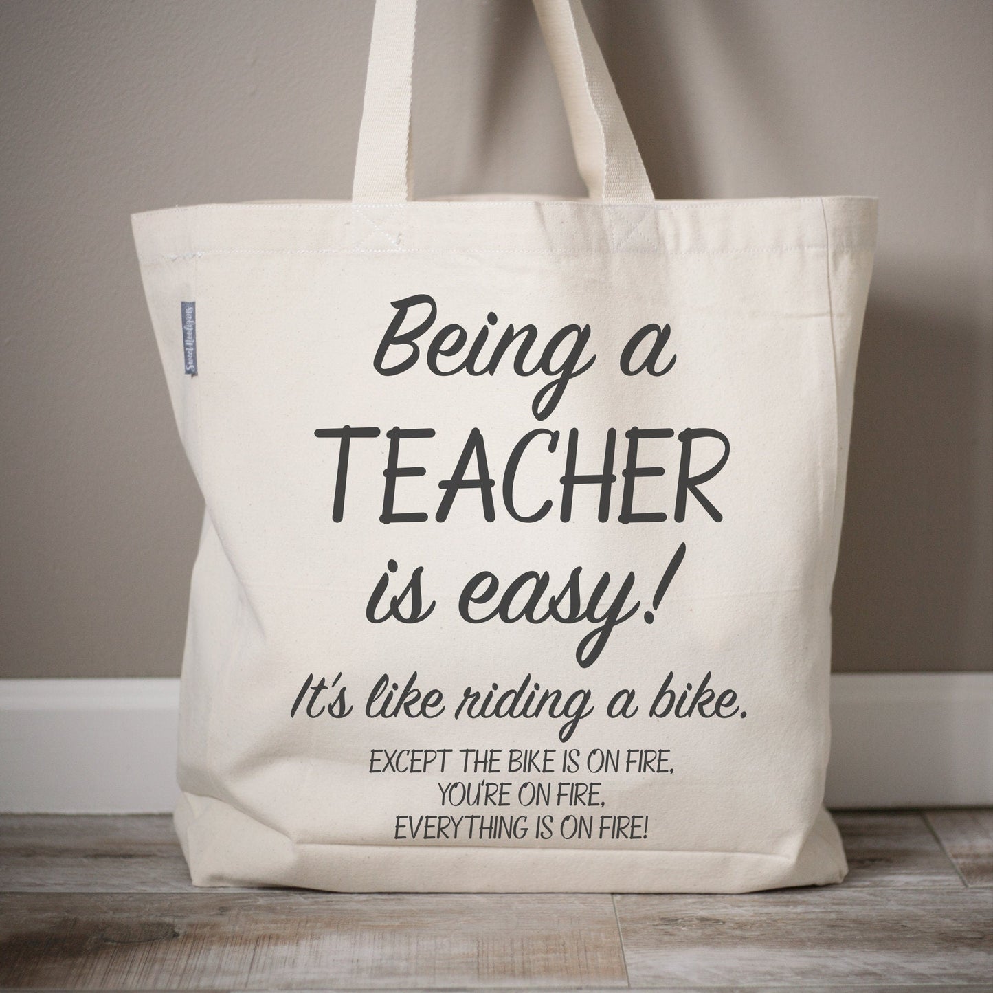 Teacher Is Easy Tote Gift Bag Back to School Teacher Gift | Personalized Teacher Best Teacher Tote Bag Gift | Monogrammed Tote Canvas - Sweet Hooligans Design