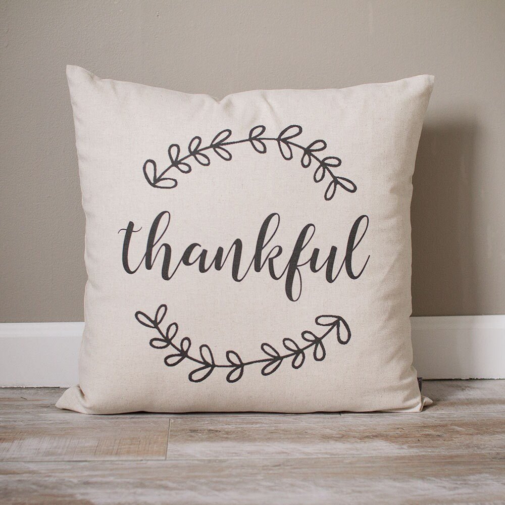 Thankful Pillow | Personalized Pillow | Fall Decor | Holiday Pillow | Monogrammed Gift | Rustic Home Decor | Home Decor | Farmhouse Decor - Sweet Hooligans Design