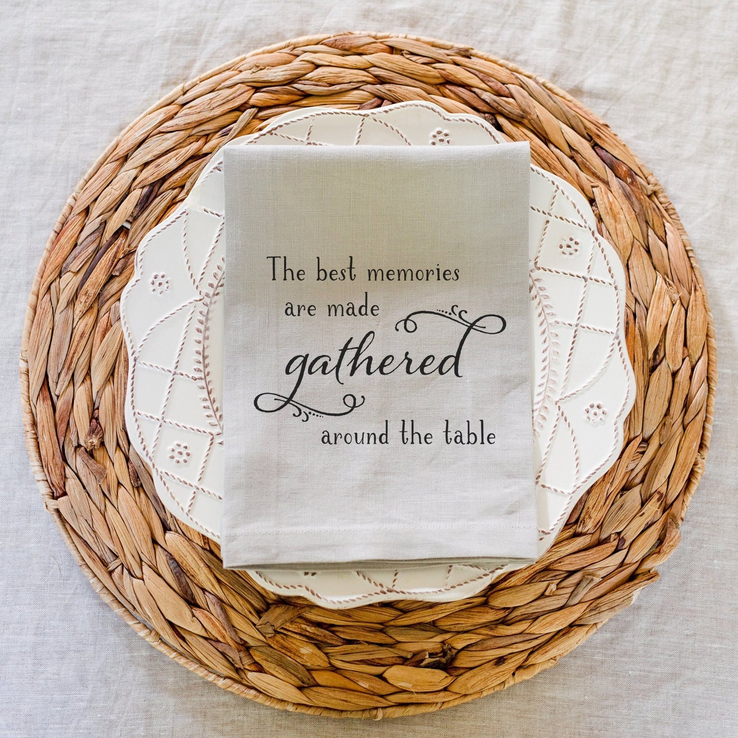 The Best Memories Are Made Gathered Around The Table Linen Napkin Set of 2 | Holiday Table Decor | Thanksgiving Table Decor | ChristmasDecor - Sweet Hooligans Design